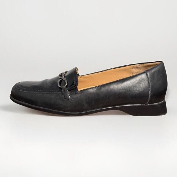 Trotters Black Leather Loafers Women’s Size 10M Chain Accent Made in Brazil - Picture 4 of 12